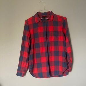 J. Crew red and blue long sleeve button down top